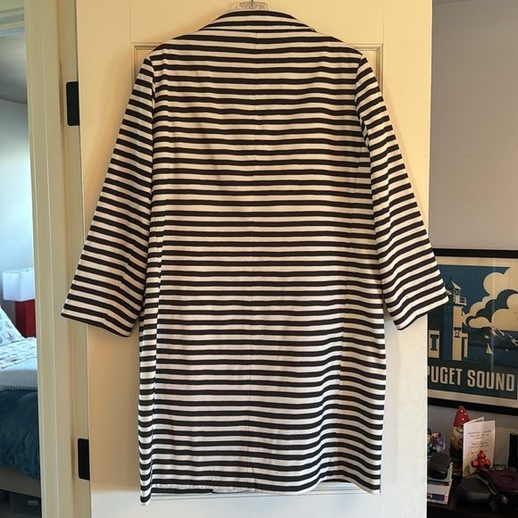 Kate Spade black/white stripe 3/4 sleeve coat - Picture 4 of 4